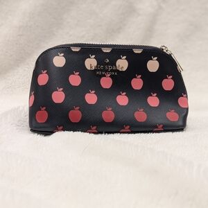 Kate Spade Black Cosmetic Pouch with Pink Apples